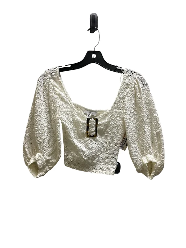 Sporty Jackets Top Long Sleeve By Top Shop In White, Size: S