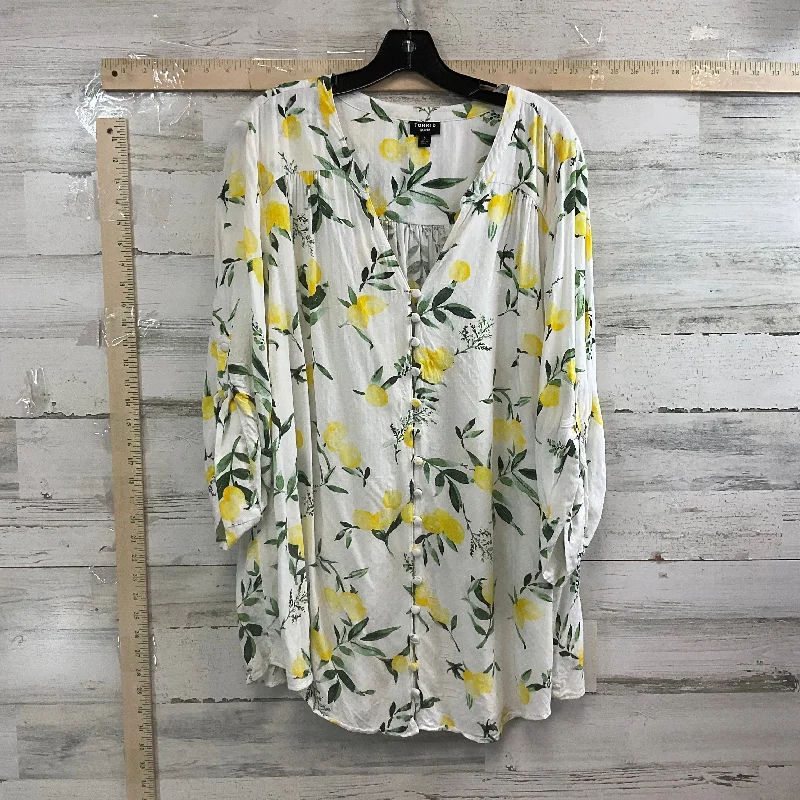 Trendy Sweatshirts White & Yellow Top 3/4 Sleeve Torrid, Size 4x