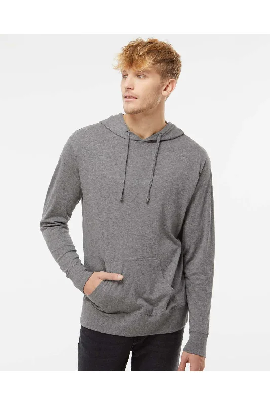 Practical Hoodies Independent Trading Co. Mens Long Sleeve Hooded T-Shirt Hoodie - Heather Gunmetal Grey