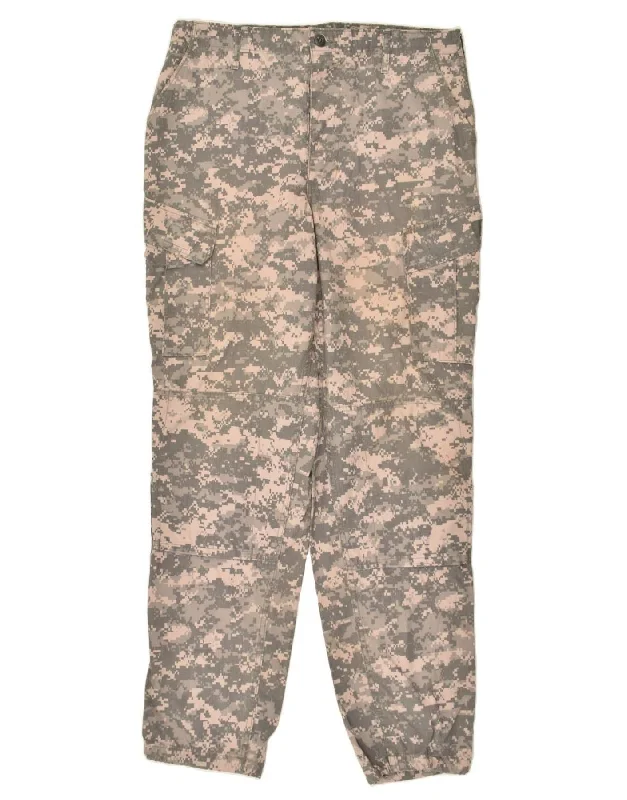 Relaxed Footwear VINTAGE Mens Joggers Cargo Trousers W35 L35 Grey Camouflage Rayon