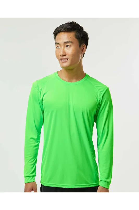 Active Gear Paragon Mens Islander Performance Moisture Wicking Long Sleeve Crewneck T-Shirt - Neon Lime Green