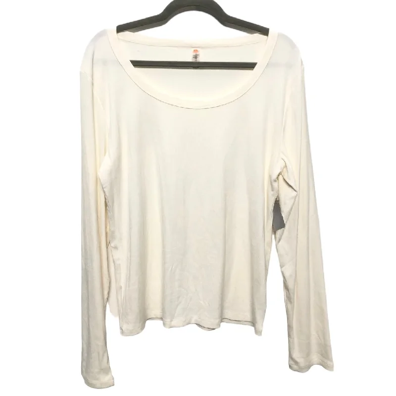 Sleek Tops Ivory Top Long Sleeve Basic Mono B, Size 2x