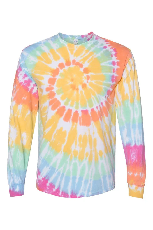 Practical Sweaters Dyenomite Mens Spiral Tie Dyed Long Sleeve Crewneck T-Shirt - Aerial Spiral - Closeout