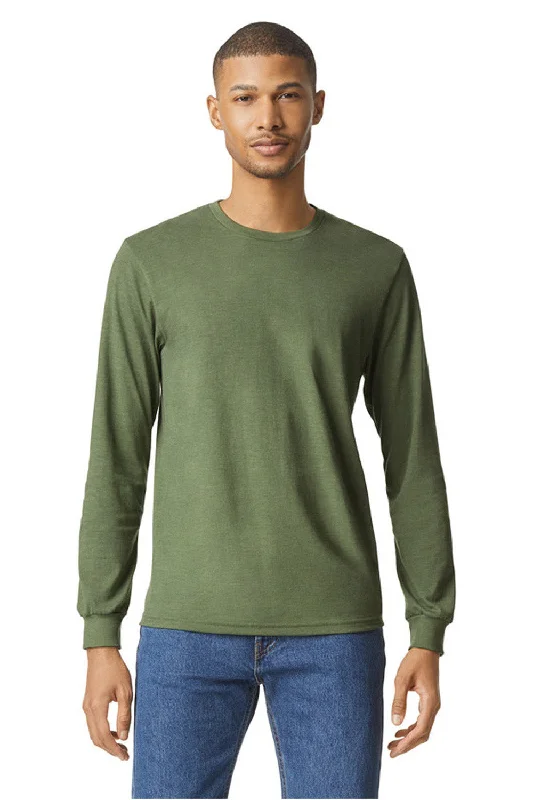 Simple Jeans Gildan Mens Softstyle CVC Long Sleeve Crewneck T-Shirt - Cactus Green