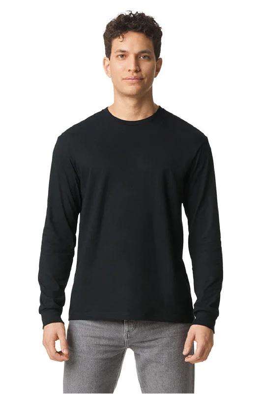 Stylish Shirts Gildan Mens Softstyle CVC Long Sleeve Crewneck T-Shirt - Pitch Black