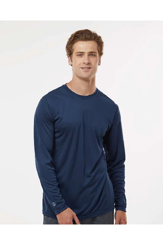 Simple Hoodies Holloway Mens Momentum Moisture Wicking Long Sleeve Crewneck T-Shirt - Navy Blue