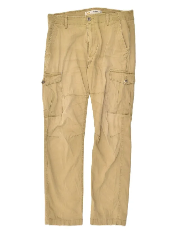 Warm Bottoms LEE Mens Slim Fit Tapered Cargo Trousers W31 L30 Beige Cotton