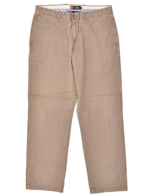 Trendy Layers CHAPS Mens Straight Chino Trousers W36 L32 Beige Cotton