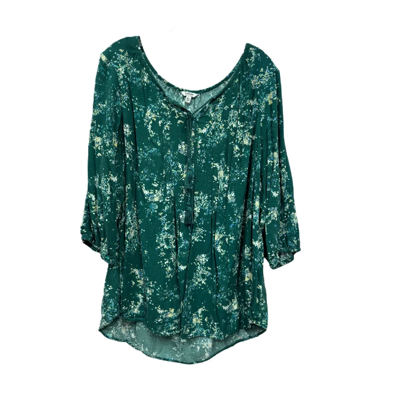 Stylish Shorts Green Top Long Sleeve By Sonoma, Size: 2x