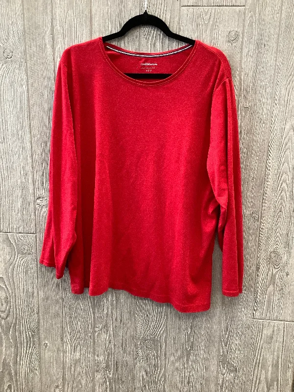 Comfortable Hoodies Red Top Long Sleeve Basic Croft And Barrow, Size 2x