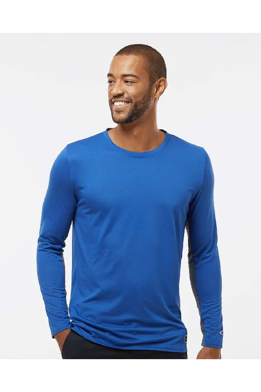 Simple Jeans Oakley Mens Team Issue Hydrolix Long Sleeve Crewneck T-Shirt - Team Royal Blue