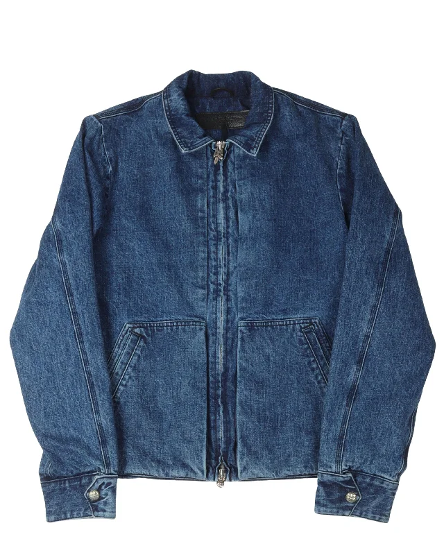 Fashionable Layers Cotton Lined Zip Up Denim Jacket