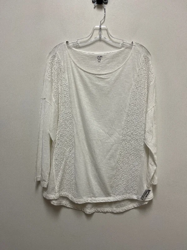 Comfort Jeans White Top Long Sleeve Crown And Ivy, Size 3x