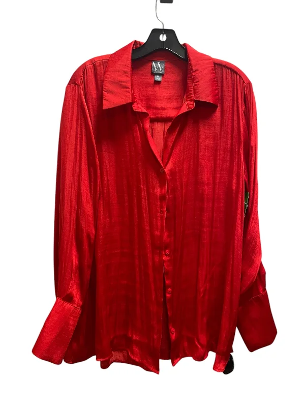 Warm Pants Top Long Sleeve By Worthington In Red, Size: Xl