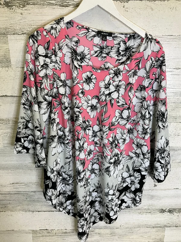 Stylish Suits Black & Pink Tunic 3/4 Sleeve Alfani, Size 1x