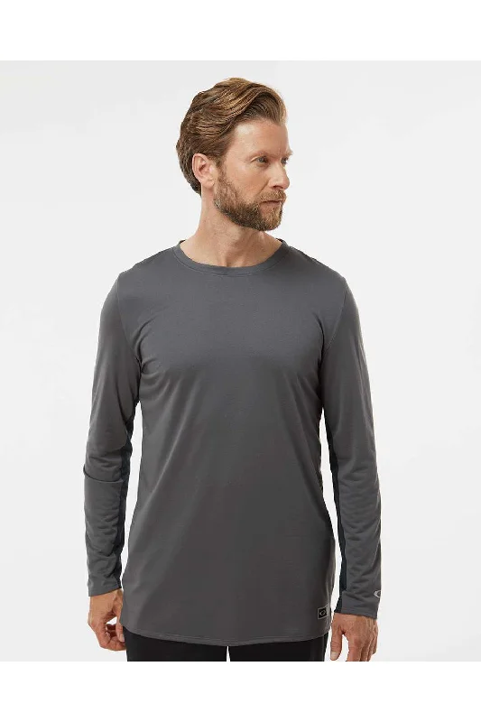 Practical Sweaters Oakley Mens Team Issue Hydrolix Long Sleeve Crewneck T-Shirt - Forged Iron Grey