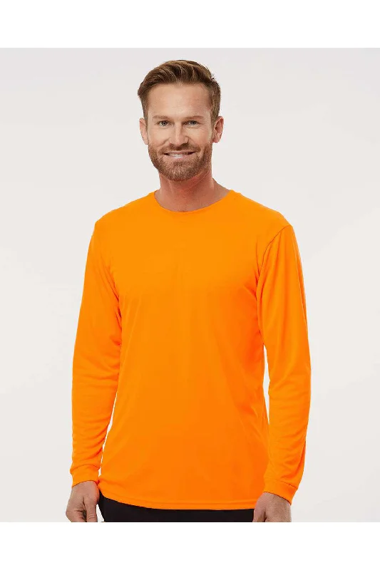 Functional Pants Paragon Mens Islander Performance Moisture Wicking Long Sleeve Crewneck T-Shirt - Neon Orange