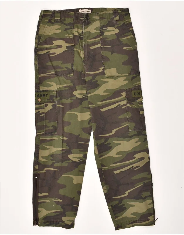 Casual Styles VINTAGE Mens Military Straight Cargo Trousers W34 L31 Khaki Camouflage