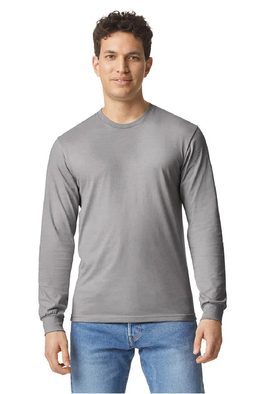 Classic Footwear Gildan Mens Softstyle CVC Long Sleeve Crewneck T-Shirt - Cement Grey