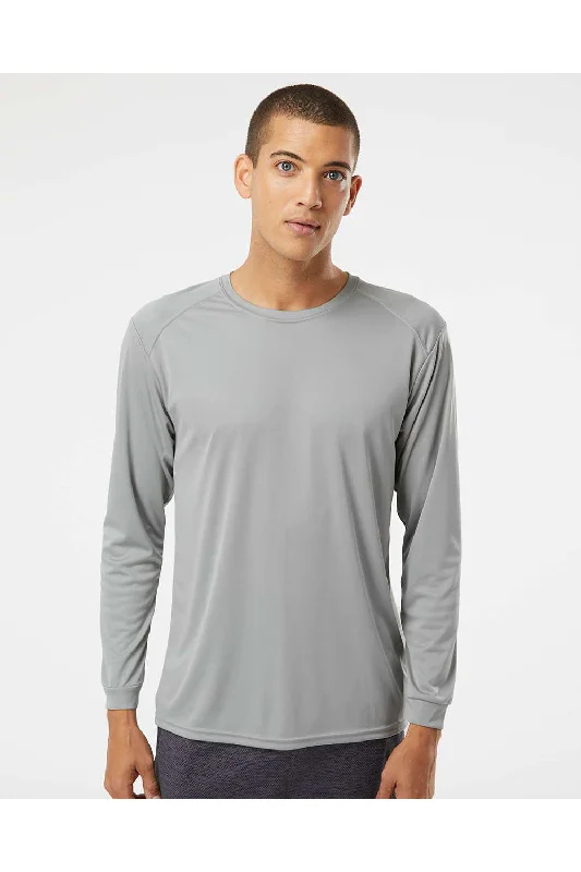 Versatile Tops Paragon Mens Islander Performance Moisture Wicking Long Sleeve Crewneck T-Shirt - Medium Grey