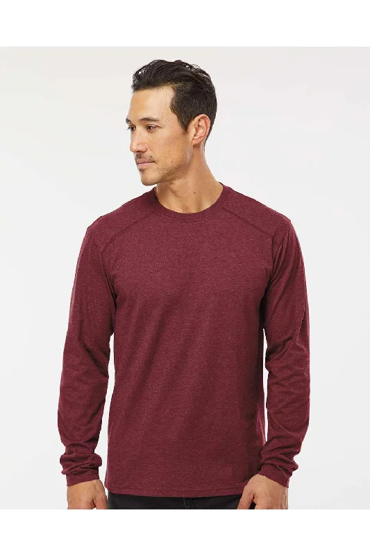 Urban Sweaters Kastlfel Mens Recycled Soft Long Sleeve Crewneck T-Shirt - Burgundy