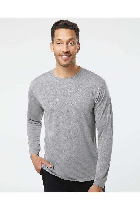 Casual Jackets Paragon Mens Islander Performance Moisture Wicking Long Sleeve Crewneck T-Shirt - Heather Grey