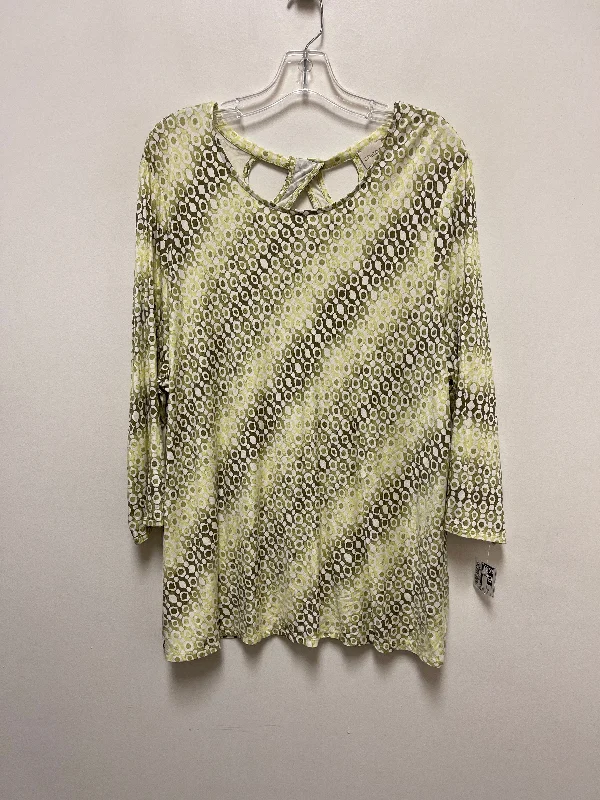 Cool Sweatshirts Green Top Long Sleeve Chicos, Size 2x