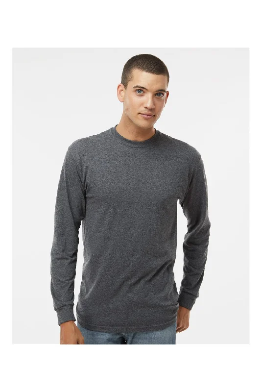 Relaxed Suits M&O Mens Gold Soft Touch Long Sleeve Crewneck T-Shirt - Heather Dark Grey