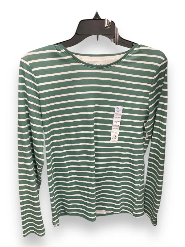 Casual Sneakers Top Long Sleeve By Croft And Barrow In Green & White, Size: S