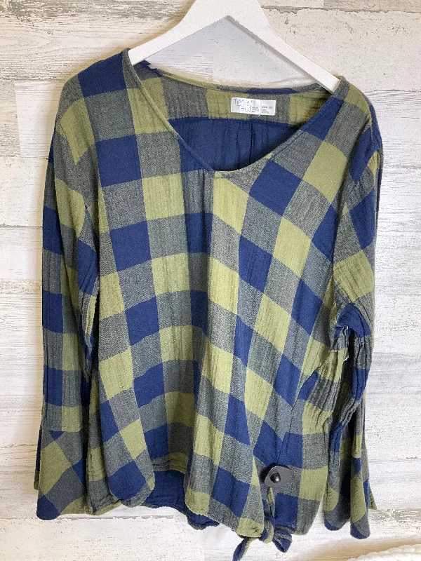 Classic Shorts Blue & Green Top Long Sleeve Time And Tru, Size 3x