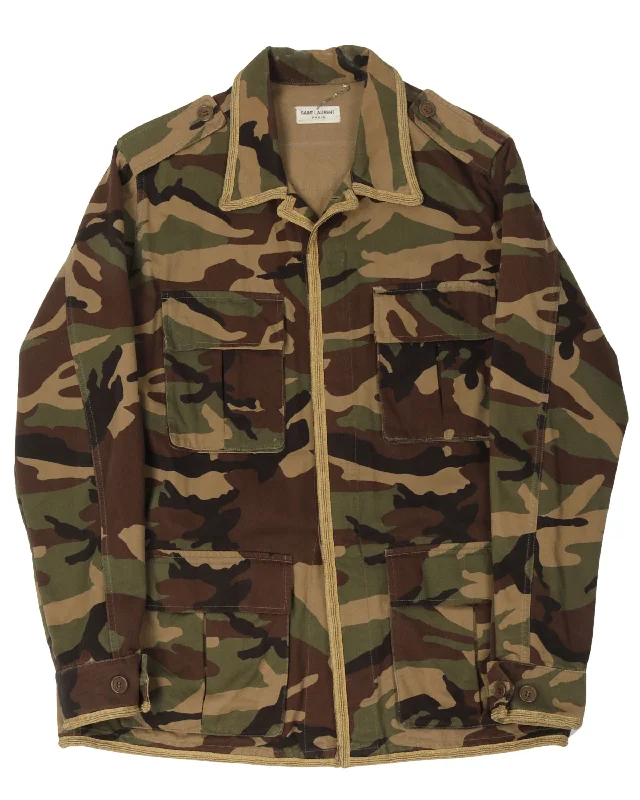 Practical Sweaters Gold Trim Camouflage Field Jacket