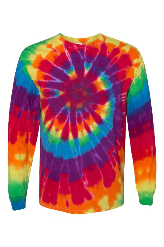 Sporty Jackets Dyenomite Mens Spiral Tie Dyed Long Sleeve Crewneck T-Shirt - Michelangelo Spiral - Closeout