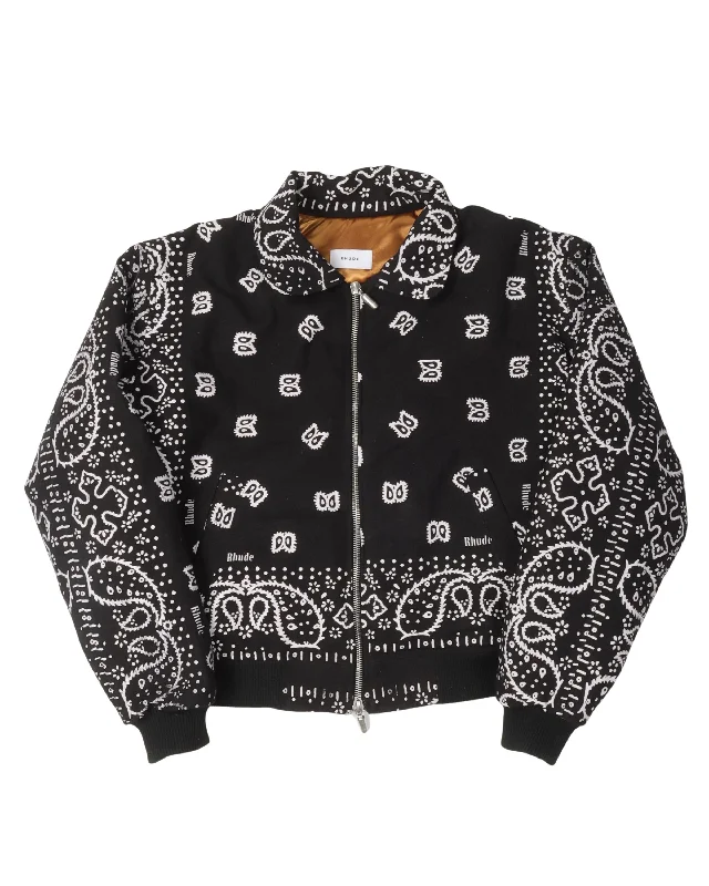 Simple Hoodies Paisley Print Canvas Jacket