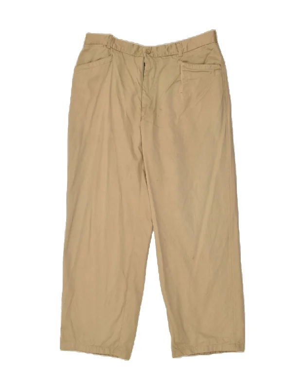 Smart Footwear VINTAGE Mens Straight Casual Trousers W34 L28 Beige Cotton