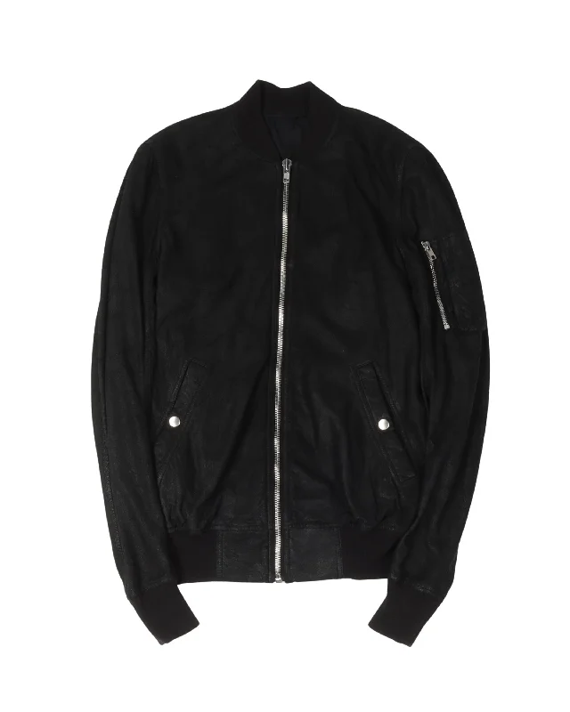 Relaxed Footwear Blistered Lamb Leather Bomber Jacket