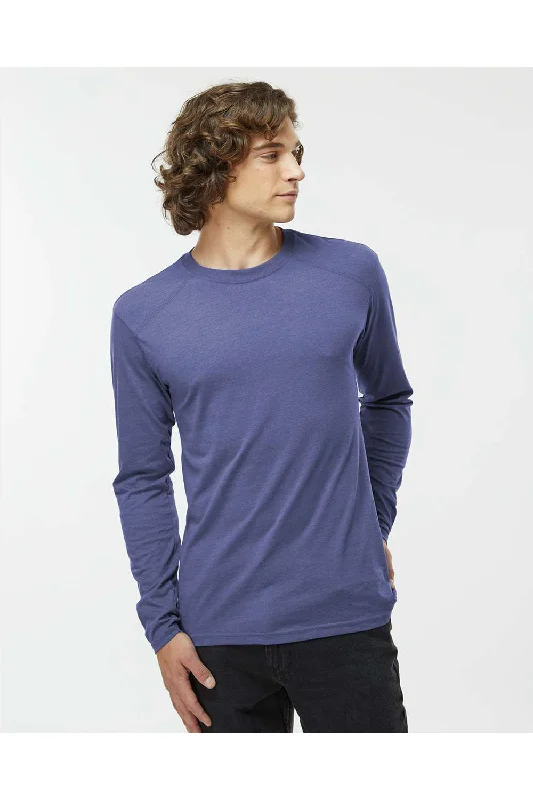 Sporty Accessories Kastlfel Mens Recycled Soft Long Sleeve Crewneck T-Shirt - Vintage Royal Blue - Closeout