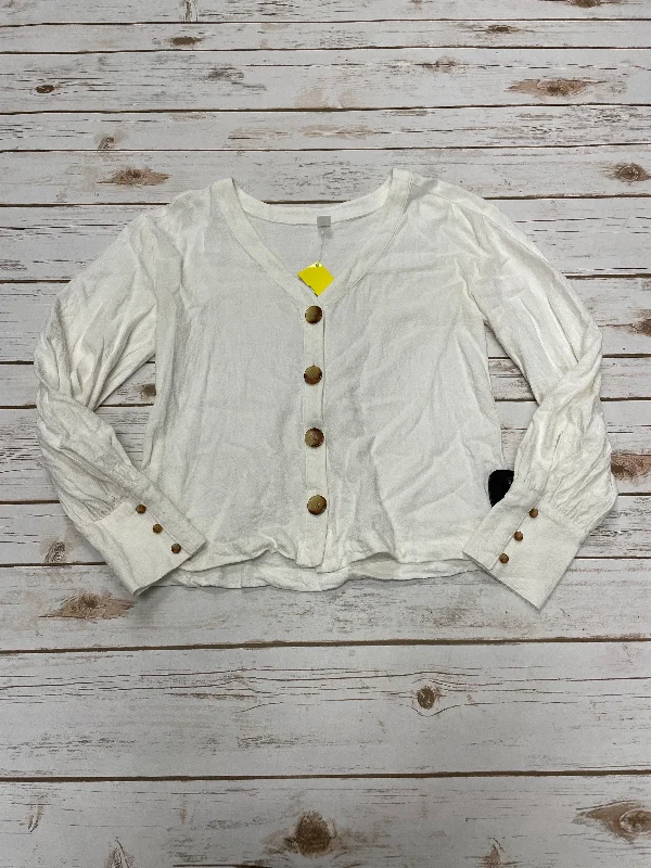 Casual Suits Top Long Sleeve By Bp In Ivory, Size: Xs