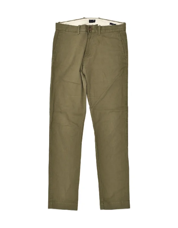 Trendy Layers J. CREW Mens Slim Casual Trousers W29 L32 Khaki Cotton