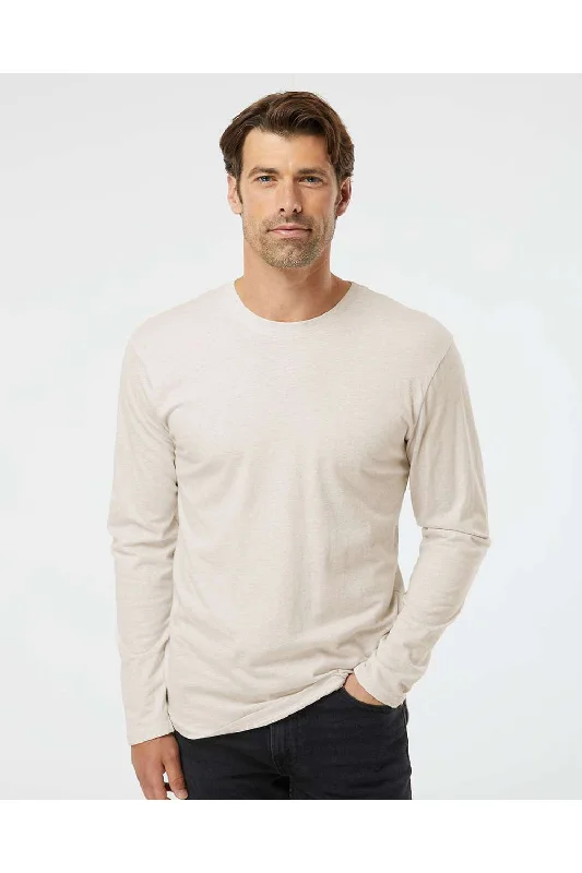 Fashionable Layers LAT Mens Fine Jersey Long Sleeve Crewneck T-Shirt - Heather Natural