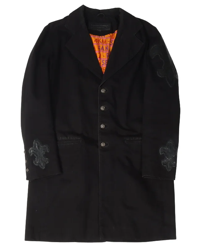 Sporty Accessories Hermes Silk Lined Duster Jacket w/ Patches