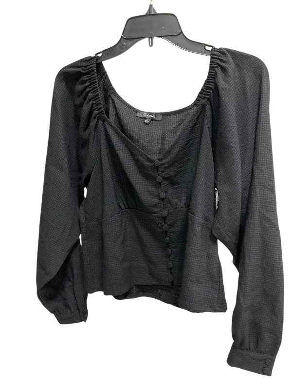 Casual Hoodies Top Long Sleeve By Madewell In Black, Size: L