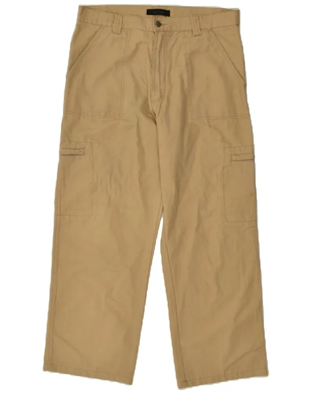 Urban Footwear KIABI Mens Straight Cargo Trousers W34 L29 Beige Cotton