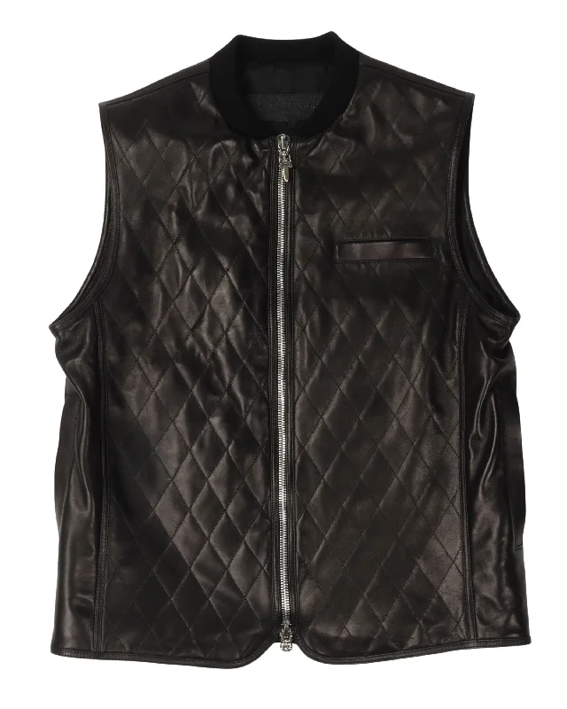 Fashion Jackets Quilted Leather Cross Patch Vest