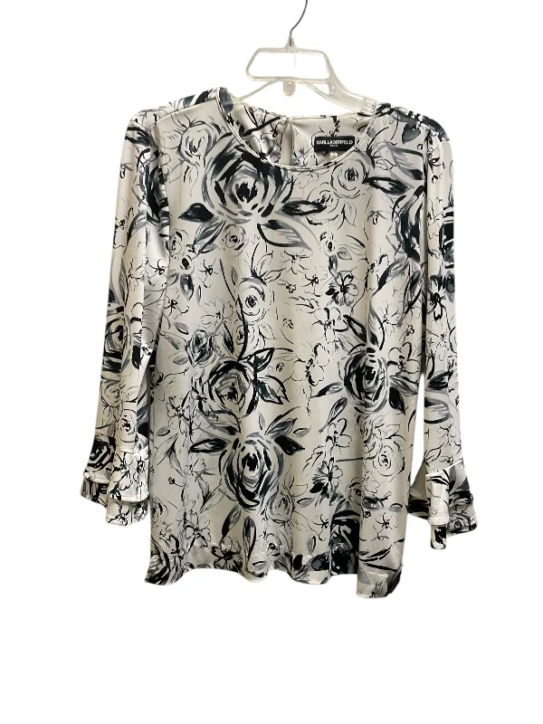 Classic Accessories Top Long Sleeve By Karl Lagerfeld In Black & White, Size: Mp