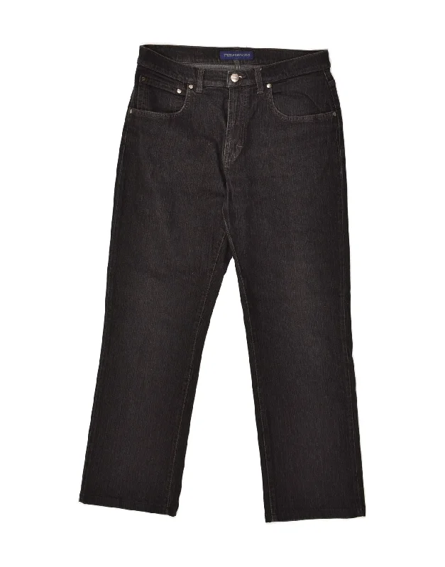 Stylish Outerwear TRUSSARDI Mens Straight Jeans W33 L28 Black Cotton