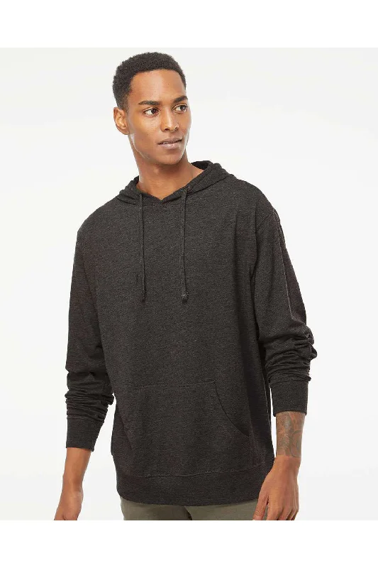 Cozy Sweaters Independent Trading Co. Mens Long Sleeve Hooded T-Shirt Hoodie - Heather Charcoal Grey