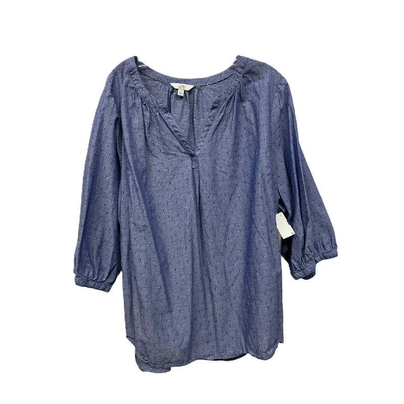 Relaxed Footwear Blue Top Long Sleeve By Croft And Barrow, Size: 2x