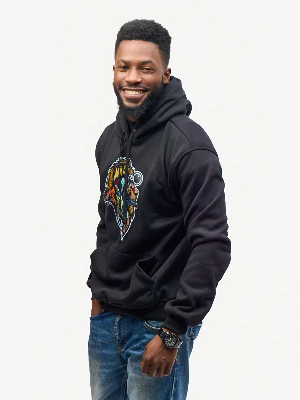 Comfortable Hoodies Kitu Kali Graphic Hoodies: Black with Simba