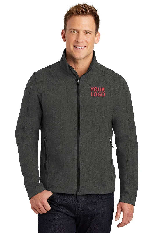 Cool Outerwear Port Authority Core Soft Shell Customized Jackets, Black Charcoal Heather