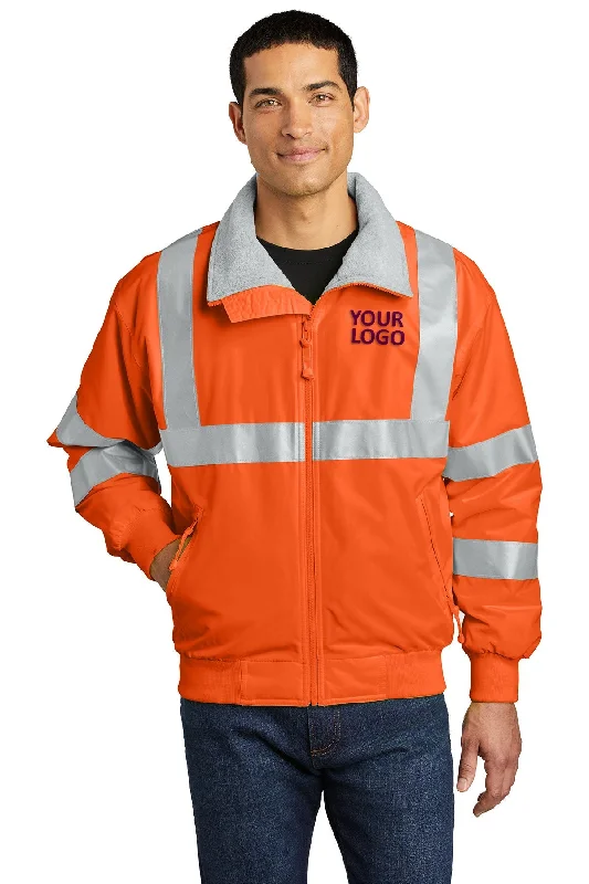 Modern T-shirts Port Authority Enhanced Visibility Branded Challenger Branded Jackets with Reflective Taping, Safety Orange/ Reflective